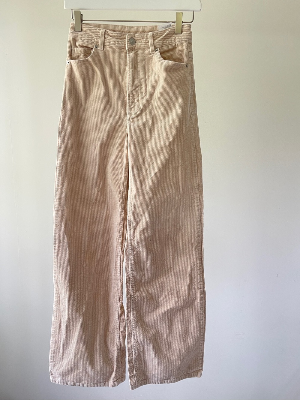 H&M Divided Light Beige Corduroy Wide Leg Pants Size 2